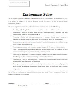 Company Environment Policy