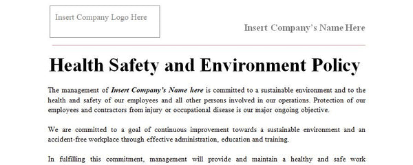 Company Health Safety and Environment Policy