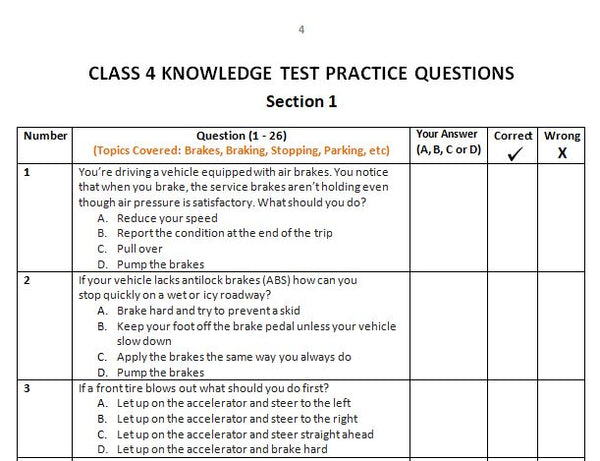 Alberta  Driver’s Knowledge Test  (Class 4 Driver's License – Commercial Vehicles)  Practice Workbook: 190 Questions & Answers (New and Easy to Navigate)