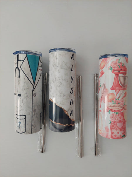 Customized Skinny Tumbler With Straw